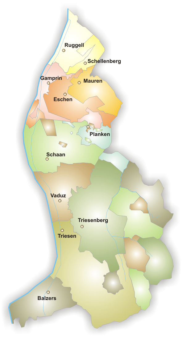 Karte Gemeinden Liechtenstein